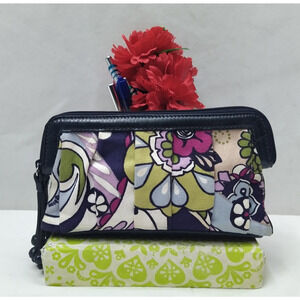 Brighton Multicolor Canvas Leather Double Zipper Credit Card ID Window Wallet